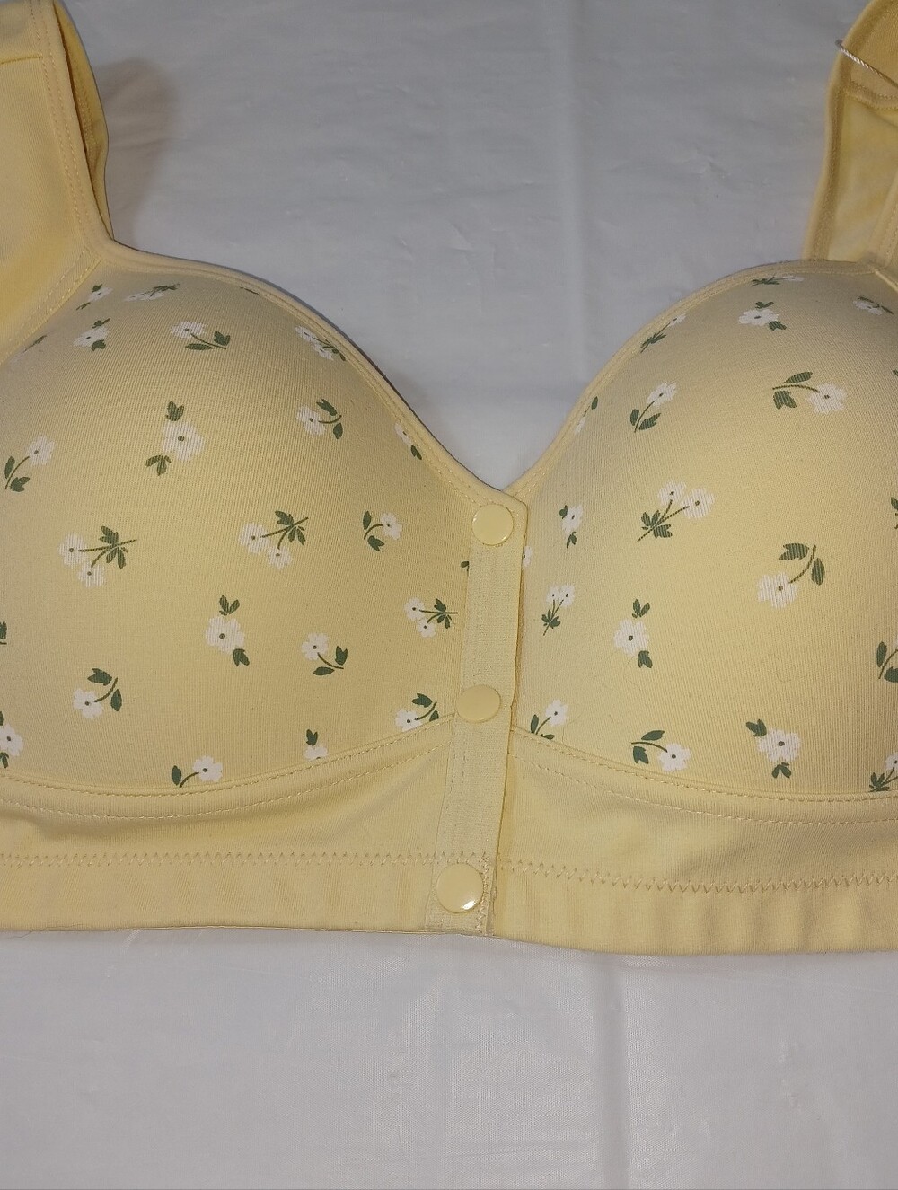 Daisy Front Closure Comfort Bra Yellow Floral Wireless Bra Easy Snap Closure